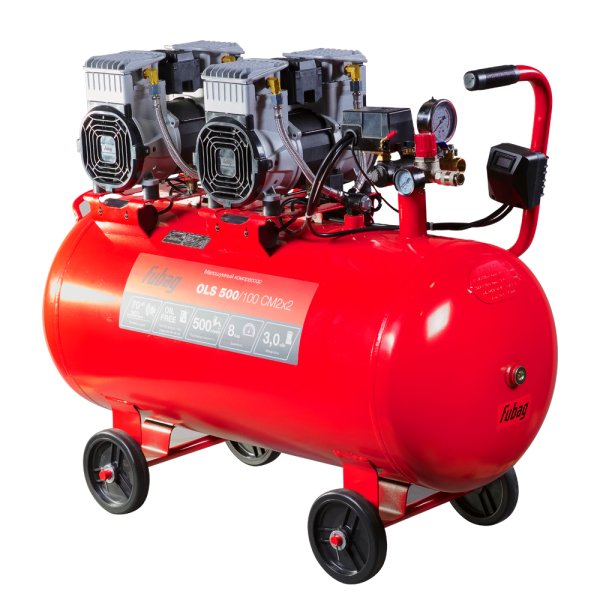 Компрессор воздушный безмасляный малошумный FUBAG OLS 500/100 CM2х2 + Набор пневмоинструмента (5 предметов) в ПОДАРОК в Биробиджане фото