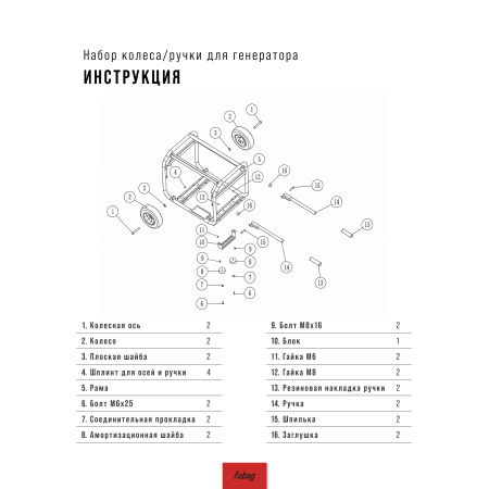 Комплект колес и ручек для генераторов FUBAG в Биробиджане фото