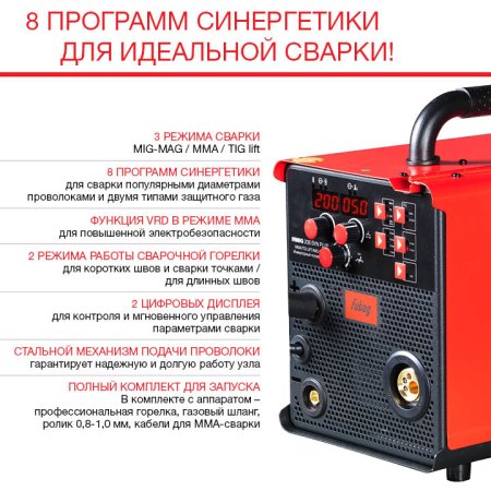 FUBAG Сварочный полуавтомат IRMIG 208 SYN PLUS c горелкой FB 250 3m в Биробиджане фото