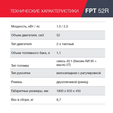 FUBAG Бензиновый триммер FPT 52R + Триммерная леска сечение витой квадрат L 130 м * 2.4 мм в ПОДАРОК в Биробиджане фото